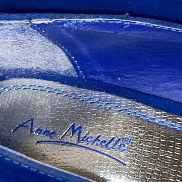 Vintage Anne Michelle Heels stiletto 5" Faux suede Royal Blue size 8.5 - Picture 11 of 15